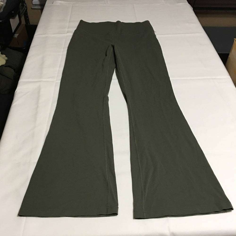 Lululemon Groove Super High Rise Flared Pants Womens 14 Olive Green Yoga